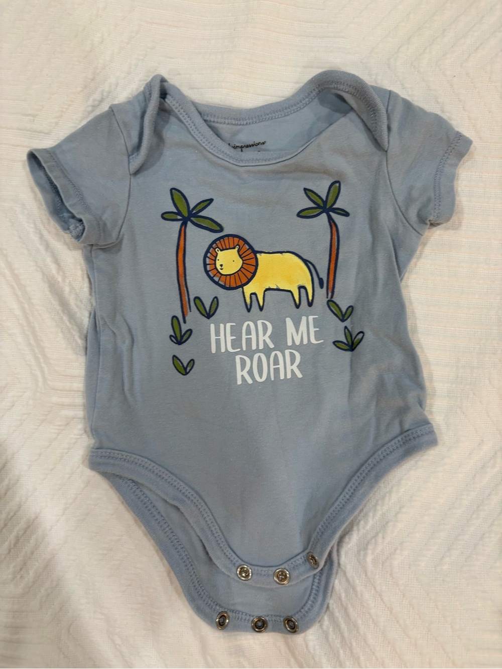 First Impressions Blue 'Hear Me Roar' Lion Graphic Baby Bodysuit
